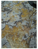 8x10 Silver, Charcoal and Gold Modern Abstract Handmade Wool and Art Silk Area Rug by The Rug Decor