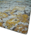 8x10 Silver, Charcoal and Gold Modern Abstract Handmade Wool and Art Silk Area Rug by The Rug Decor