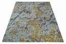 8x10 Silver, Charcoal and Gold Modern Abstract Handmade Wool and Art Silk Area Rug by The Rug Decor