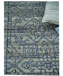 8x10 Silver, Gray and Blue Traditional Persian Minimal Area Rug | TRD43580810