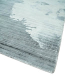 8x10 Silver, Ivory and Charcoal Modern Abstract Hand Loomed Art Silk Area Rug by The Rug Decor