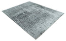 8x10 Silver, Ivory and Charcoal Modern Abstract Handmade Bamboo Silk Area Rug by The Rug Decor