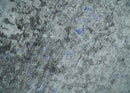 8x10 Silver, Ivory and Charcoal Modern Abstract Handmade Bamboo Silk Area Rug by The Rug Decor
