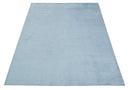 8x10 Solid Plain Blue, Silver Hand Loomed Modern Scandinavian Art Silk Loop Cut Area Rug by The Rug Decor