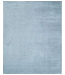 8x10 Solid Plain Blue, Silver Hand Loomed Modern Scandinavian Art Silk Loop Cut Area Rug by The Rug Decor