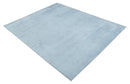 8x10 Solid Plain Blue, Silver Hand Loomed Modern Scandinavian Art Silk Loop Cut Area Rug by The Rug Decor