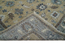 8x10 Traditional Beige and Gray Antique Style Floral Hand knotted Wool Area Rug