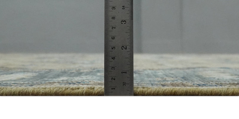 8x10 Traditional Beige and Gray Antique Style Floral Hand knotted Wool Area Rug