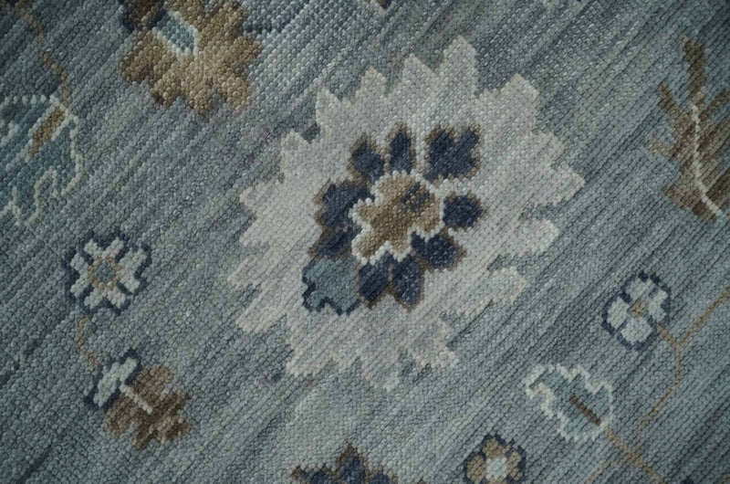 8x10 Traditional Gray and Brown Antique Style Floral Hand knotted Wool Area Rug