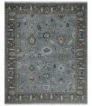 8x10 Traditional Gray and Brown Antique Style Floral Hand knotted Wool Area Rug
