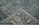 8x10 Traditional Gray and Brown Antique Style Floral Hand knotted Wool Area Rug