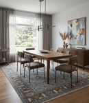 Gray and Brown Wool Area Rug - Traditional Antique Floral 8x10