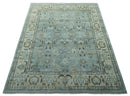 8x10 Traditional Hand Knotted Blue and Ivory Hand Knotted wool area Rug