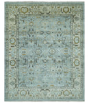 8x10 Traditional Hand Knotted Blue and Ivory Hand Knotted wool area Rug