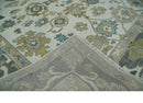 8x10 Traditional Ivory and Charcoal Hand knotted Oushak Wool Area Rug
