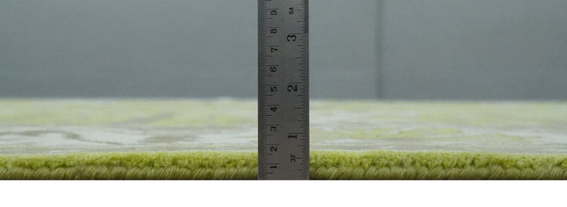 8x10 Traditional Light Green, Ivory and Charcoal Antique Style Hand knotted Wool Area Rug