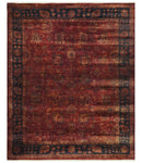 8x10 Traditional Overdyed Red And Black Hand Knotted Wool Area Rug