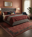 8x10 Traditional Overdyed Red And Black Hand Knotted Wool Area Rug