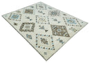 8x10 Tribal Design Ivory, Brown and Blue Traditional Hand Knotted Wool Area Rug by The Rug Decor