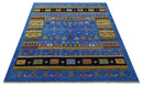8x10 Tribal Gabbeh Blue, Black, Green and Rust Hand knotted Traditional Wool Area Rug