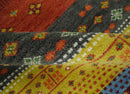 8x10 Tribal Gabbeh Green, Rust, Blue and Gold Hand knotted  Traditional Wool Area Rug