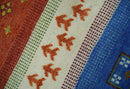 8x10 Tribal Gabbeh Green, Rust, Blue and Gold Hand knotted  Traditional Wool Area Rug