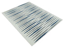 8x10 White, Blue and Camel Hand Tufted Modern Scandinavian Stripe Wool Area Rug | YUK3