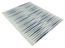 Wool Hand Tufted Area Rug 8x10 White Blue Camel Stripe Modern Scandinavian Style