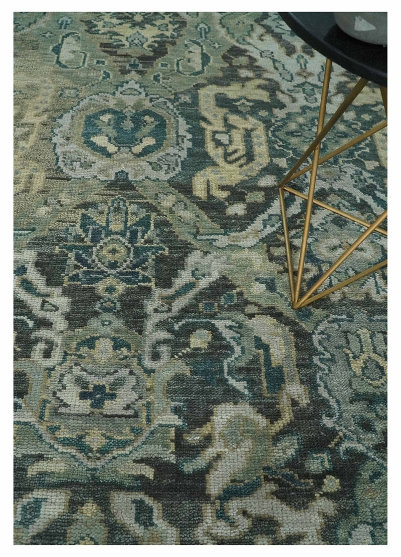 8x10 Wool Traditional Gray and Silver Antique Colorful Hand knotted Oushak Area Rug | TRDCP1328810S