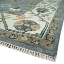 8x10 Wool Traditional Ivory and Gray Vibrant Colorful Hand knotted Oushak Area Rug | TRDCP1304810 by The Rug Decor