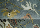 8x10 Wool Traditional Ivory and Gray Vibrant Colorful Hand knotted Oushak Area Rug | TRDCP1304810 by The Rug Decor