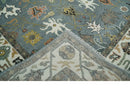 8x10 Wool Traditional Ivory and Gray Vibrant Colorful Hand knotted Oushak Area Rug | TRDCP1304810 by The Rug Decor