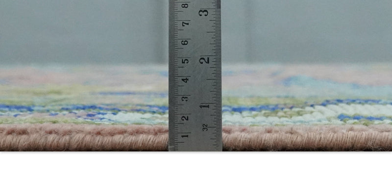 8x10 Wool Traditional Peach, Green and Blue Hand knotted Oushak Area Rug