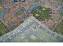 8x10 Wool Traditional Peach, Green and Blue Hand knotted Oushak Area Rug