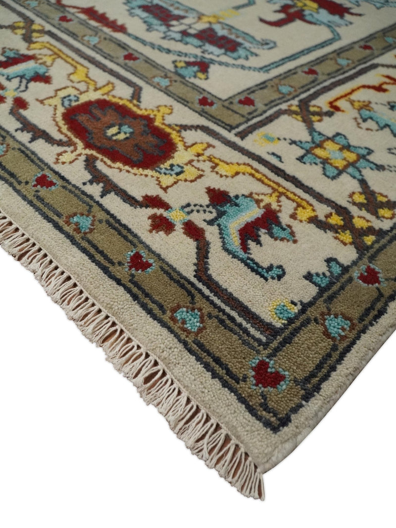 8x10 Wool Traditional Persian Blue and Ivory Hand knotted Oushak Area Rug | TRDCP788810