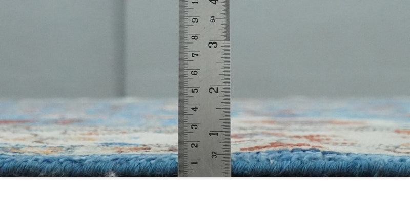 8x10 Wool Traditional Persian Blue and Ivory Vibrant Colorful Hand knotted Oushak Area Rug | TRD2741810S