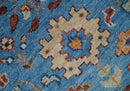 8x10 Wool Traditional Persian Blue and Ivory Vibrant Colorful Hand knotted Oushak Area Rug | TRD2741810S