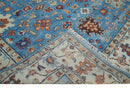 8x10 Wool Traditional Persian Blue and Ivory Vibrant Colorful Hand knotted Oushak Area Rug | TRD2741810S