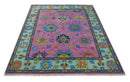 8x10 Wool Traditional Persian Pink, Gray and Blue Vibrant Colorful Hand knotted Oushak Area Rug | TRDCP844810
