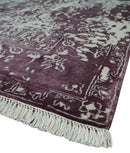 8x11 Beige and Dark Purple Modern Abstract Hand Knotted Wool Area Rug by The Rug Decor