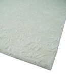 8x11 Beige and Silver Hand Woven and Carved Modern Art Silk Area Rug by The Rug Decor