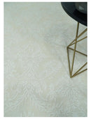 8x11 Beige and Silver Hand Woven and Carved Modern Art Silk Area Rug by The Rug Decor