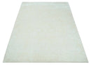 8x11 Beige and Silver Hand Woven and Carved Modern Art Silk Area Rug by The Rug Decor