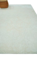 8x11 Beige and Silver Hand Woven and Carved Modern Art Silk Area Rug by The Rug Decor
