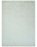 8x11 Beige and Silver Hand Woven and Carved Modern Art Silk Area Rug by The Rug Decor