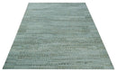 8x11 Contemporary Texture Blue, Silver and Green Hand knotted wool Area Rug by The Rug Decor
