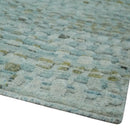 8x11 Contemporary Texture Blue, Silver and Green Hand knotted wool Area Rug by The Rug Decor