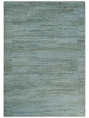 8x11 Contemporary Texture Blue, Silver and Green Hand knotted wool Area Rug by The Rug Decor
