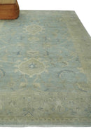 8x11 Hand Knotted Silver and Beige Traditional Wool Area Rug, Kids, Living Room and Bedroom Rug