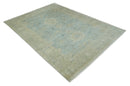 8x11 Hand Knotted Silver and Beige Traditional Wool Area Rug, Kids, Living Room and Bedroom Rug